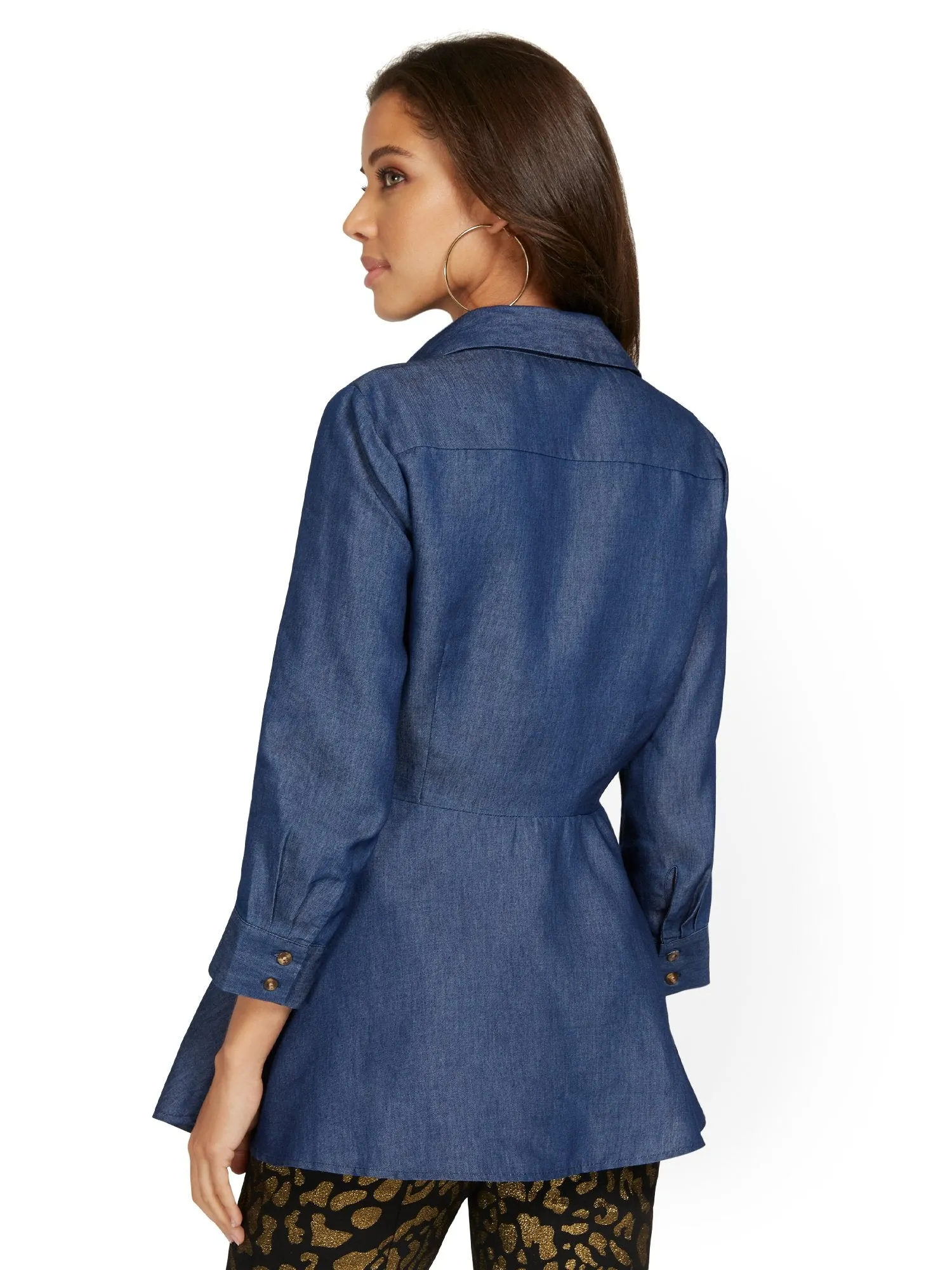Asymmetric Chambray Top