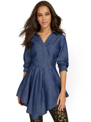 Asymmetric Chambray Top