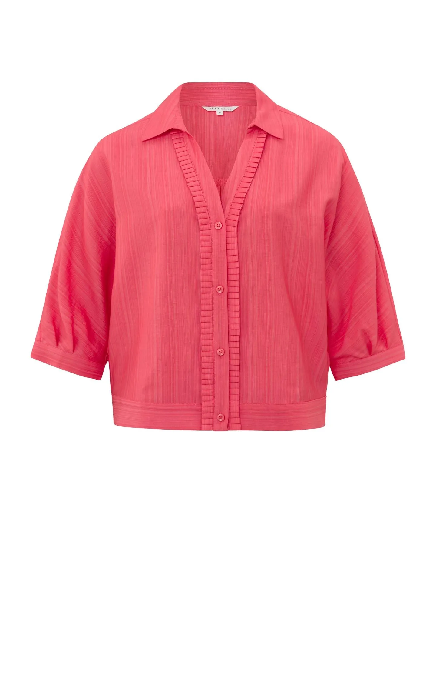 Batwing blouse with V-neck, half long sleeves and buttons