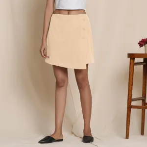 Beige Warm Cotton Flannel Short Overlap Skirt