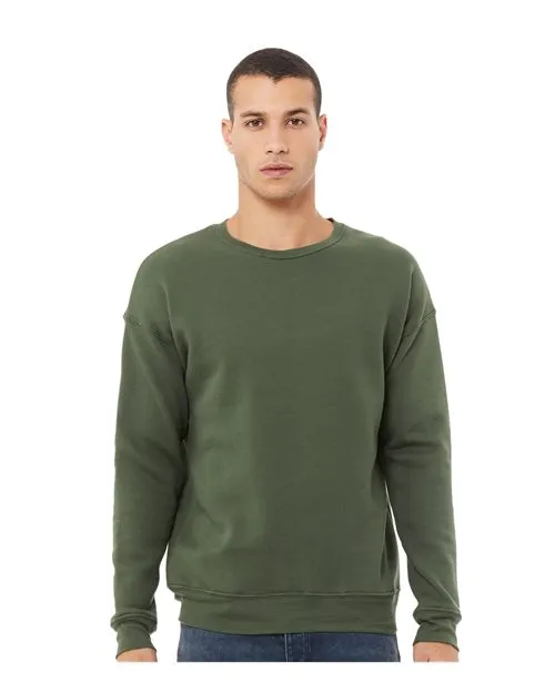 BELLA   CANVAS Sponge Fleece Drop Shoulder Crewneck Sweatshirt 3945 Military Green
