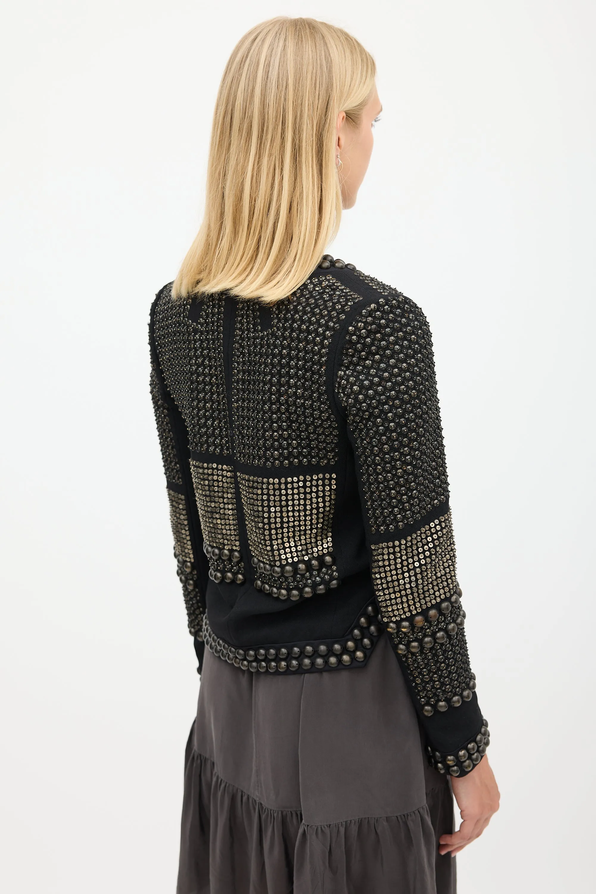 Black & Bronze Wool Studded Jacket