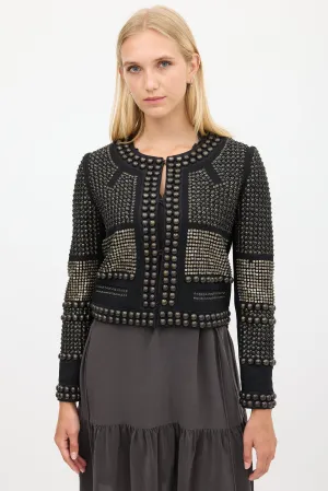 Black & Bronze Wool Studded Jacket