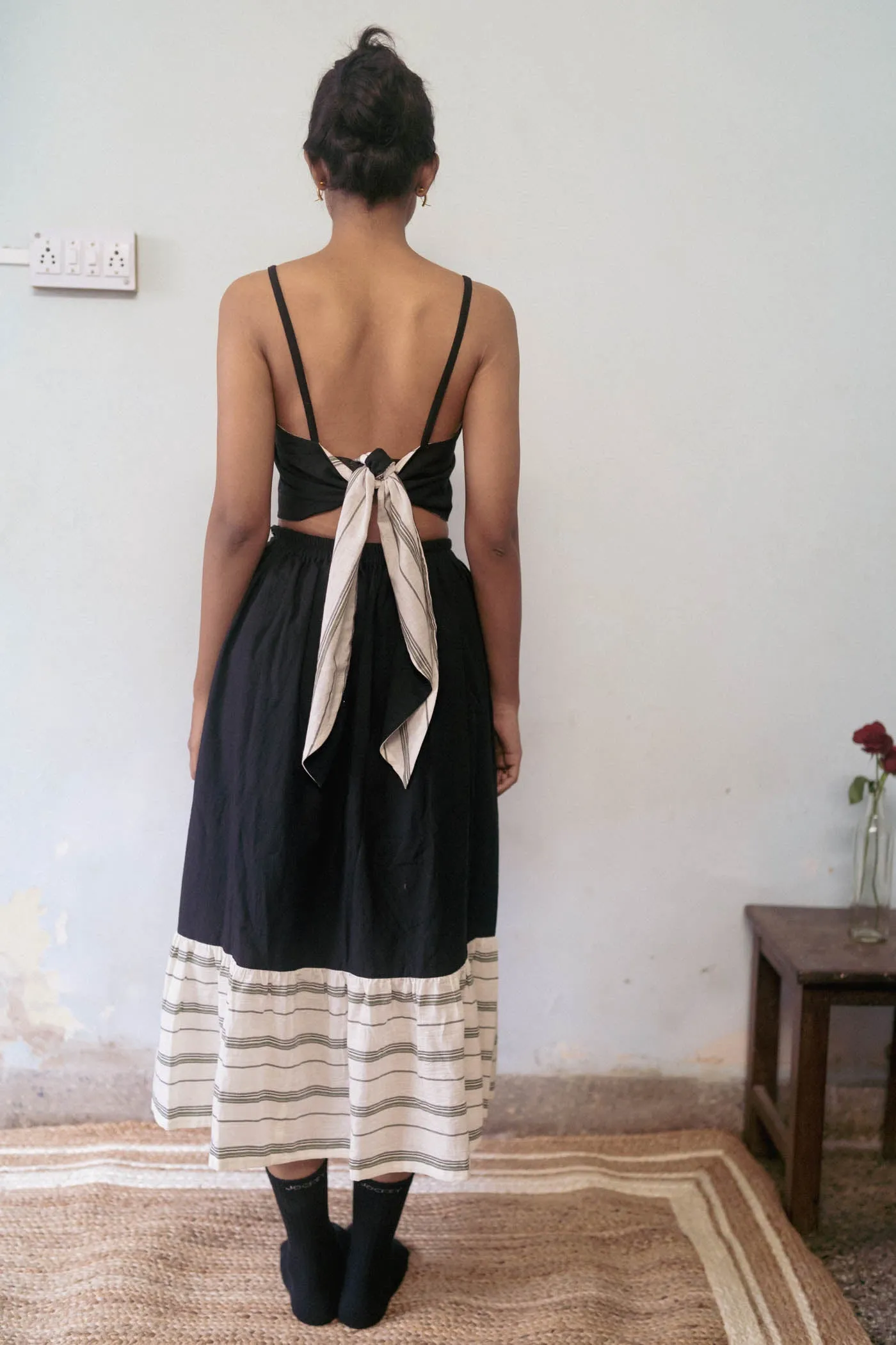 Black And White Cotton Skirt