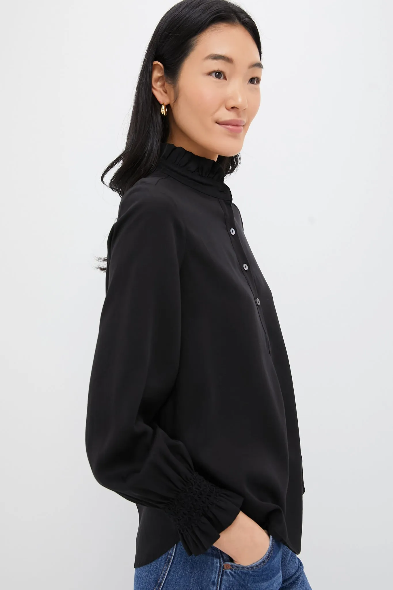 Black Teagan Popover Shirt