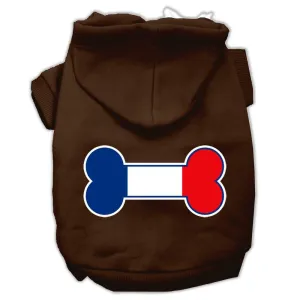 Bone Shaped France Flag Screen Print Pet Hoodies Brown Size XXL (18)