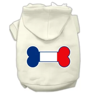 Bone Shaped France Flag Screen Print Pet Hoodies Cream Size XXL (18)