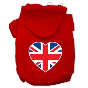 British Flag Heart Screen Print Pet Hoodies Red Size XXL (18)