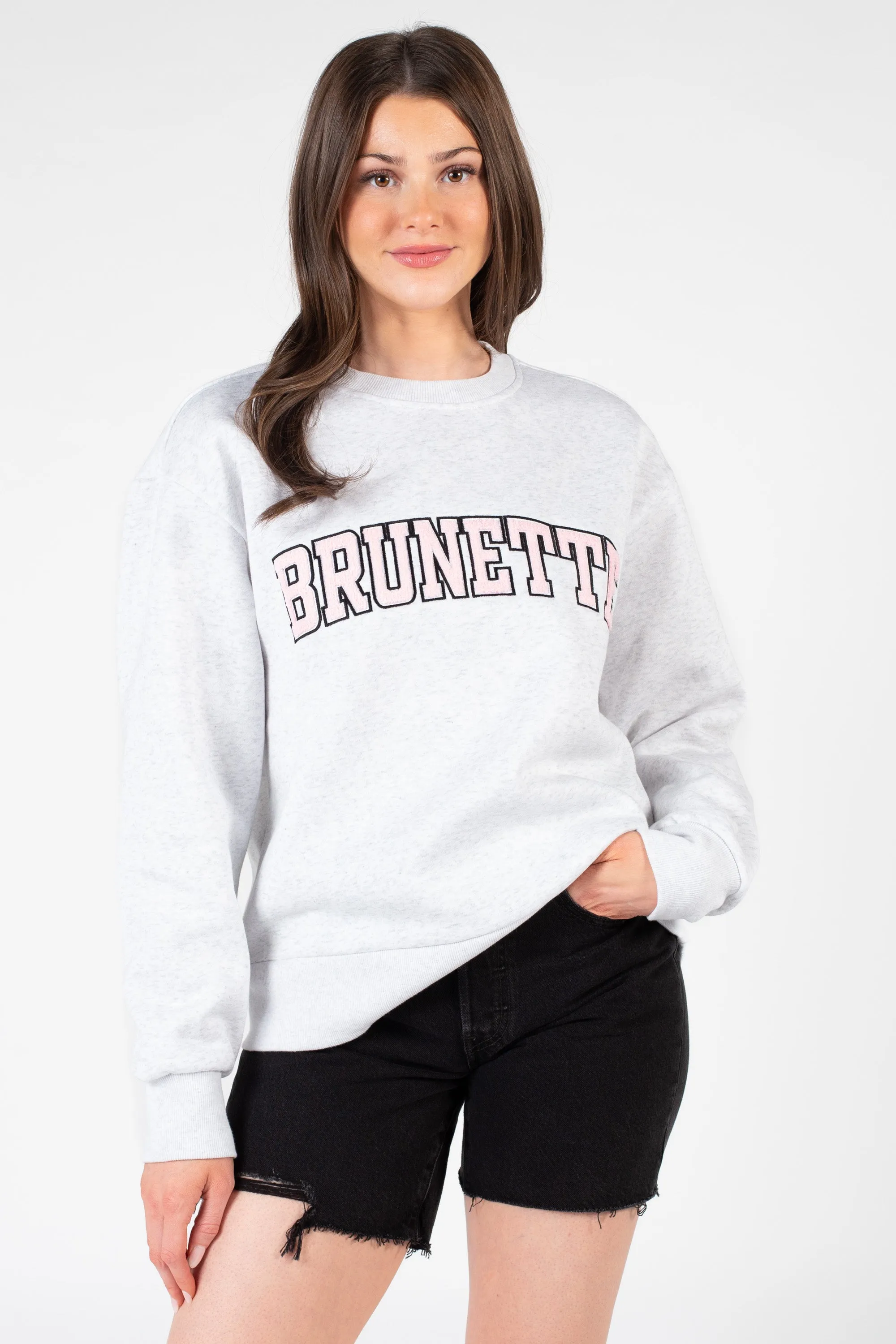 Brunette The Label Step Sister 'Brunette' Crewneck With Teddy Font