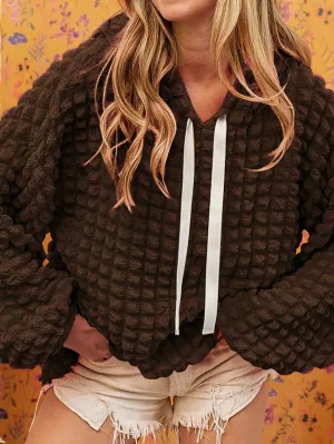 Bubble Textured Dark Brown Hoodie with Southern Belle Style