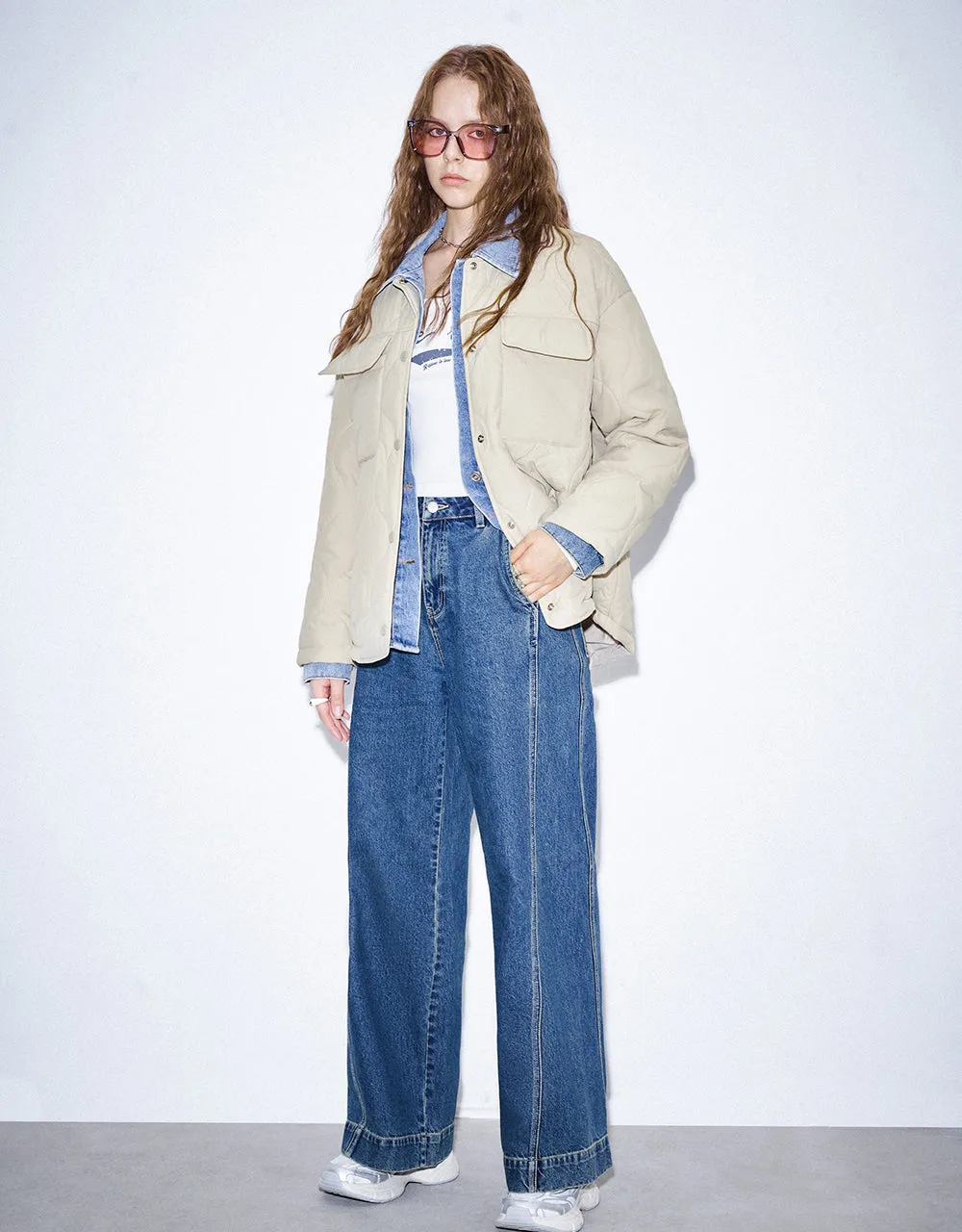 Drop Shoulder Sleeve Padded Coat