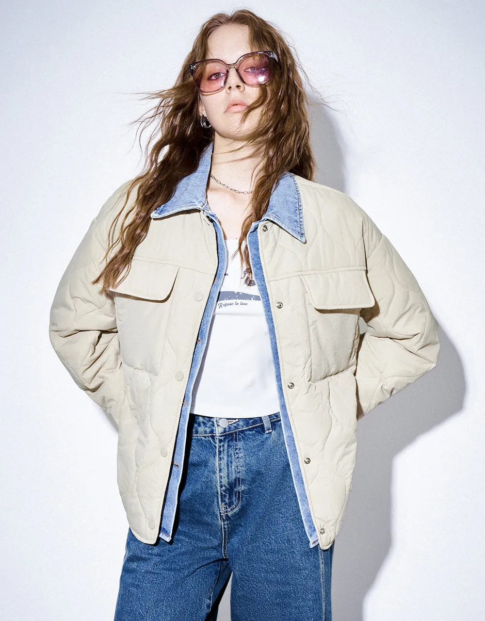 Drop Shoulder Sleeve Padded Coat