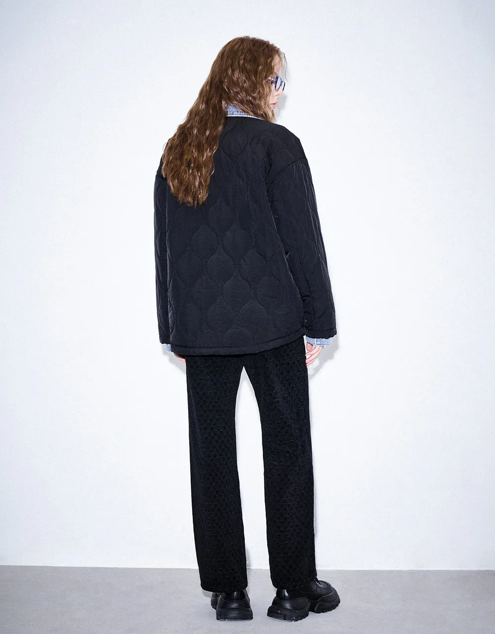 Drop Shoulder Sleeve Padded Coat