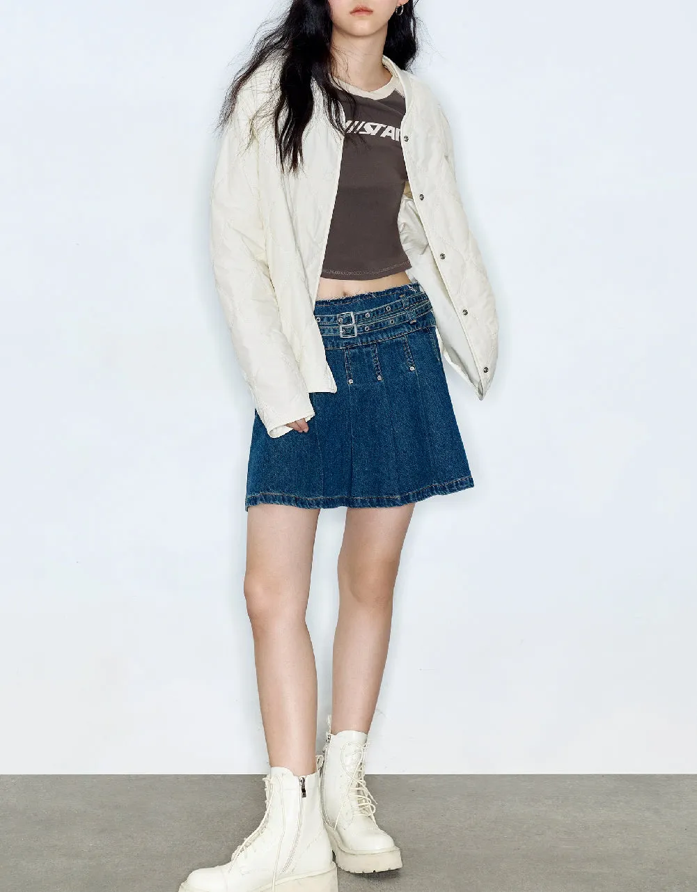 Drop Shoulder Sleeve Straight Padded Coat