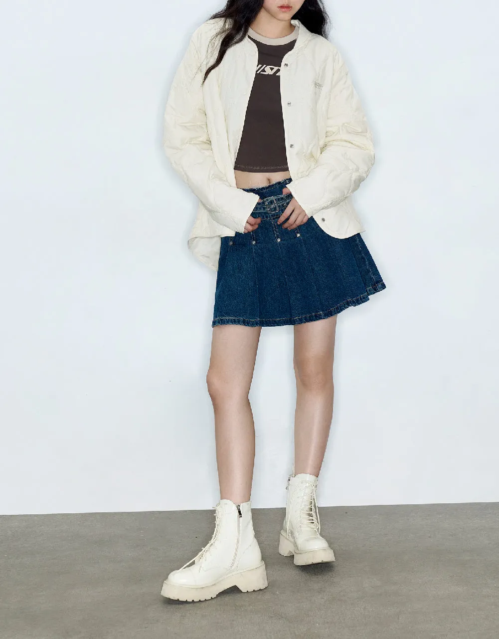 Drop Shoulder Sleeve Straight Padded Coat