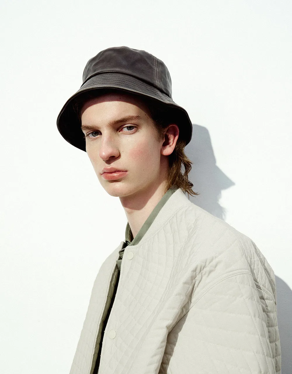 Embossed Crew Neck Padded Coat