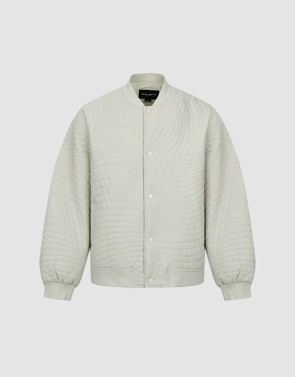 Embossed Crew Neck Padded Coat