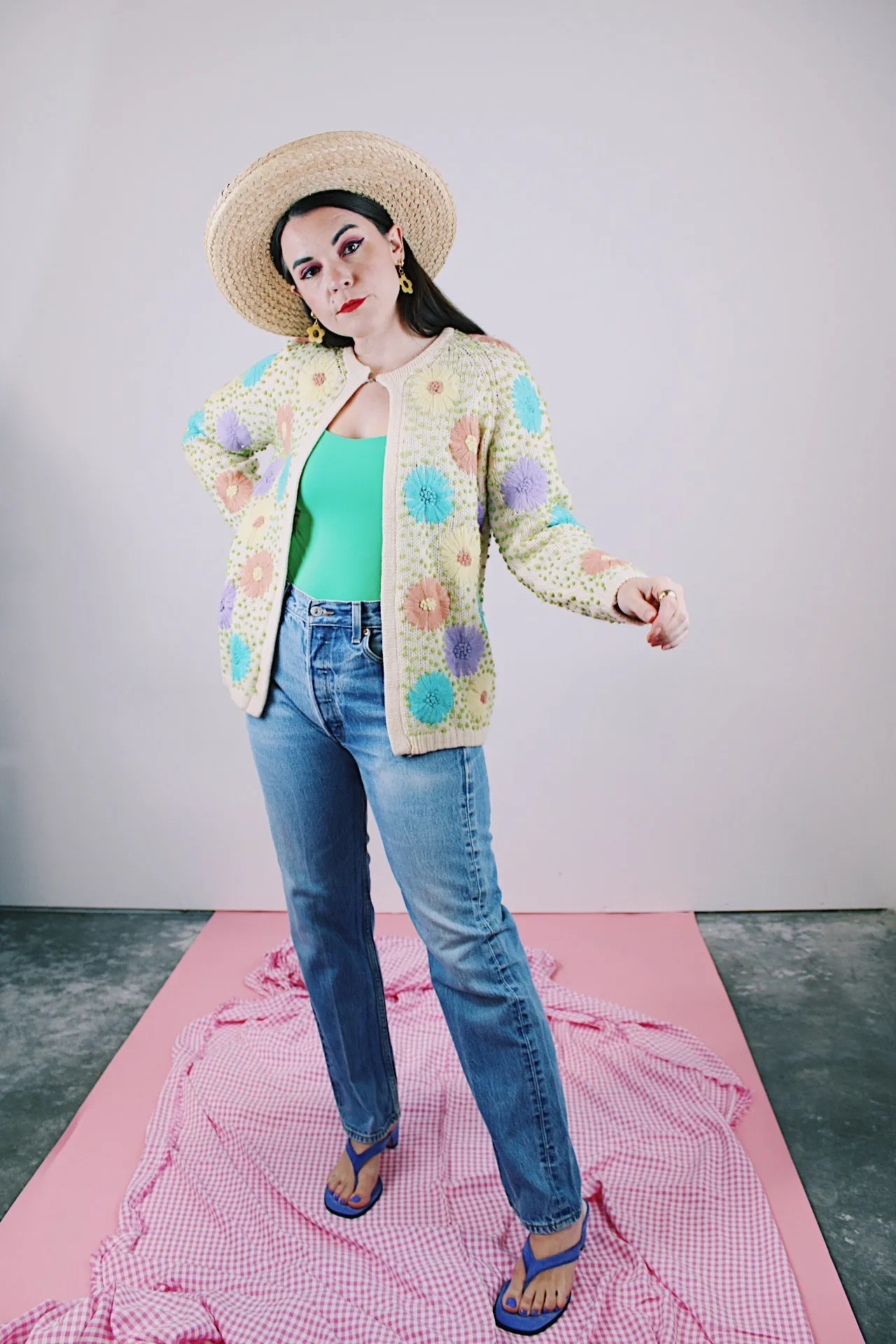 Embroidered Floral Open Cardigan
