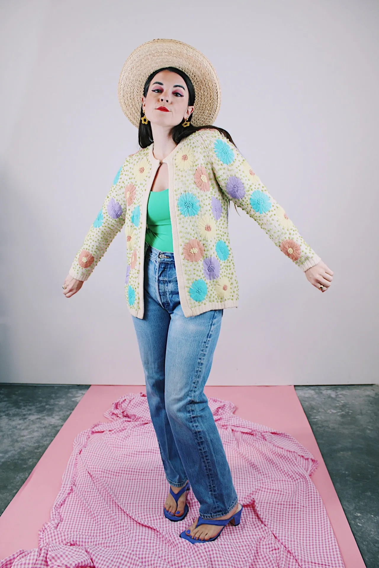 Embroidered Floral Open Cardigan