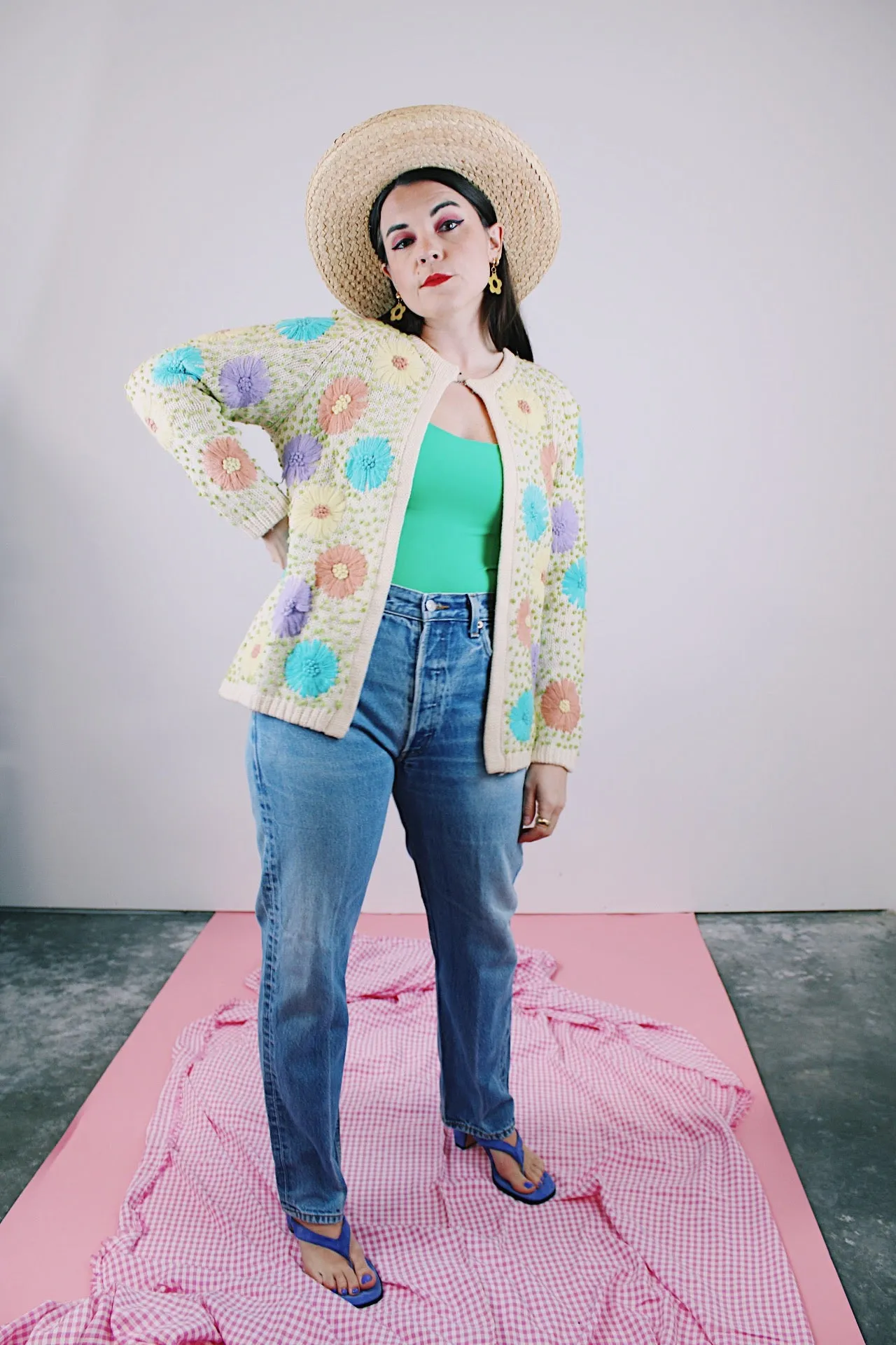 Embroidered Floral Open Cardigan