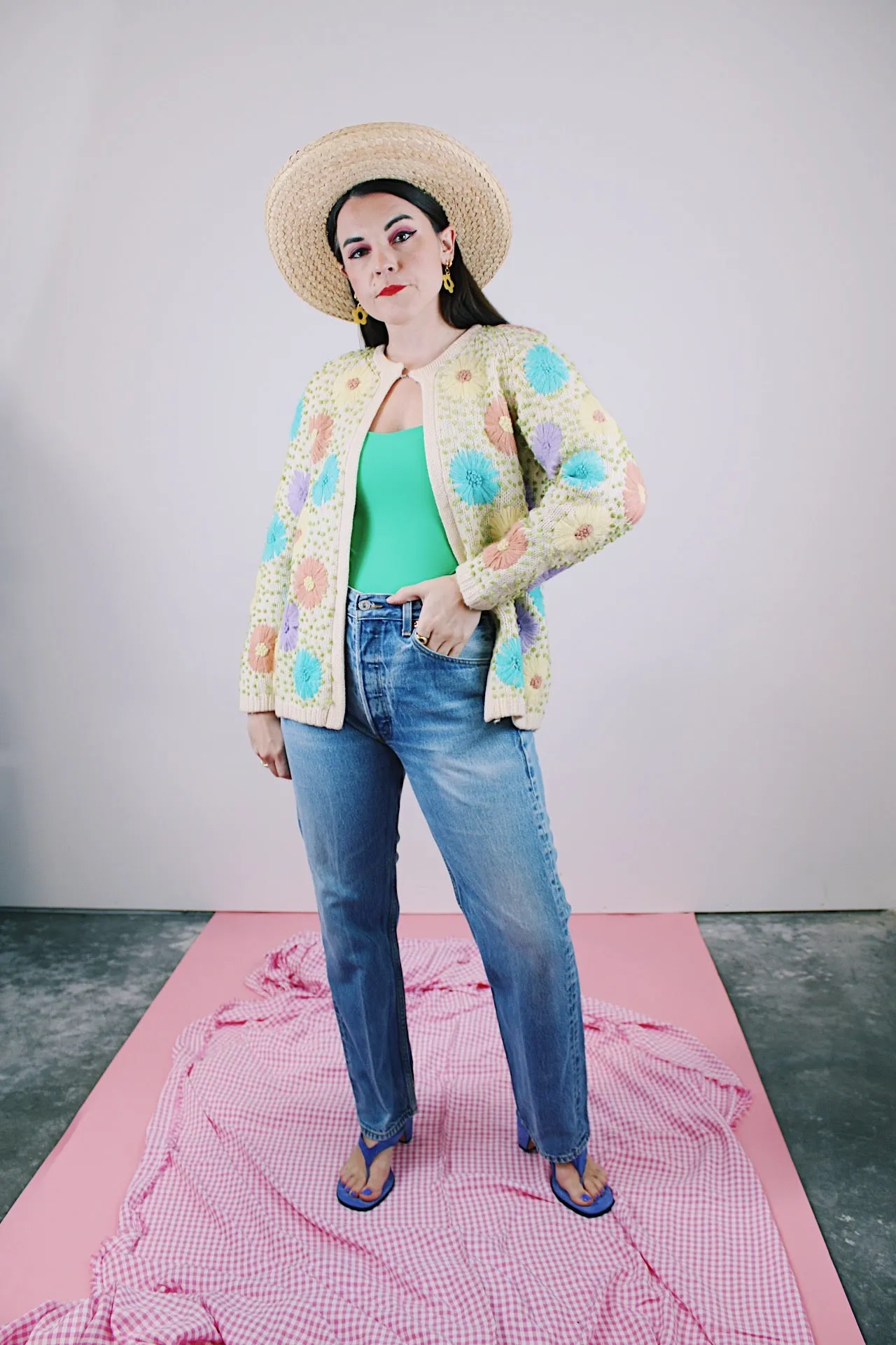 Embroidered Floral Open Cardigan