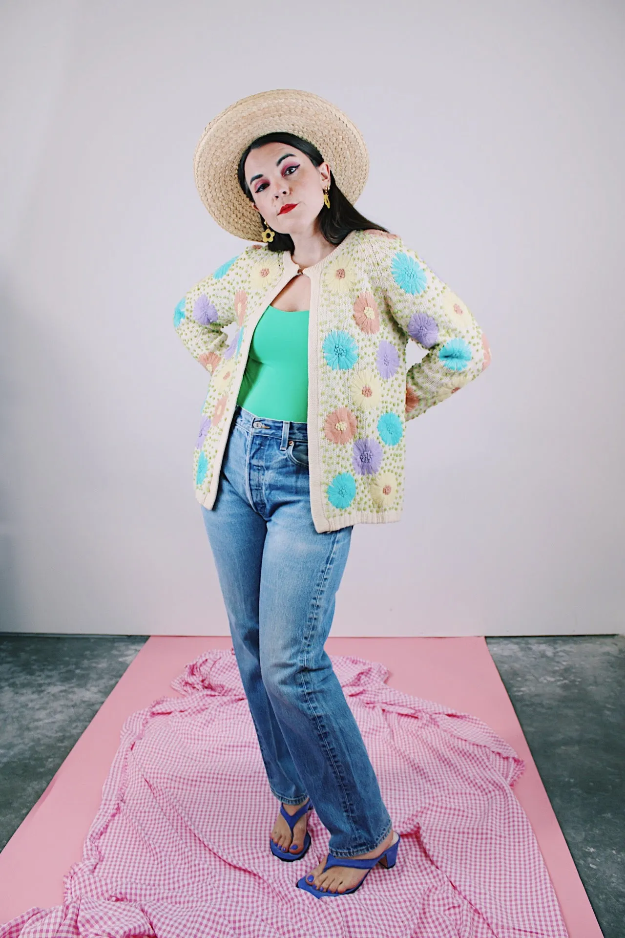 Embroidered Floral Open Cardigan