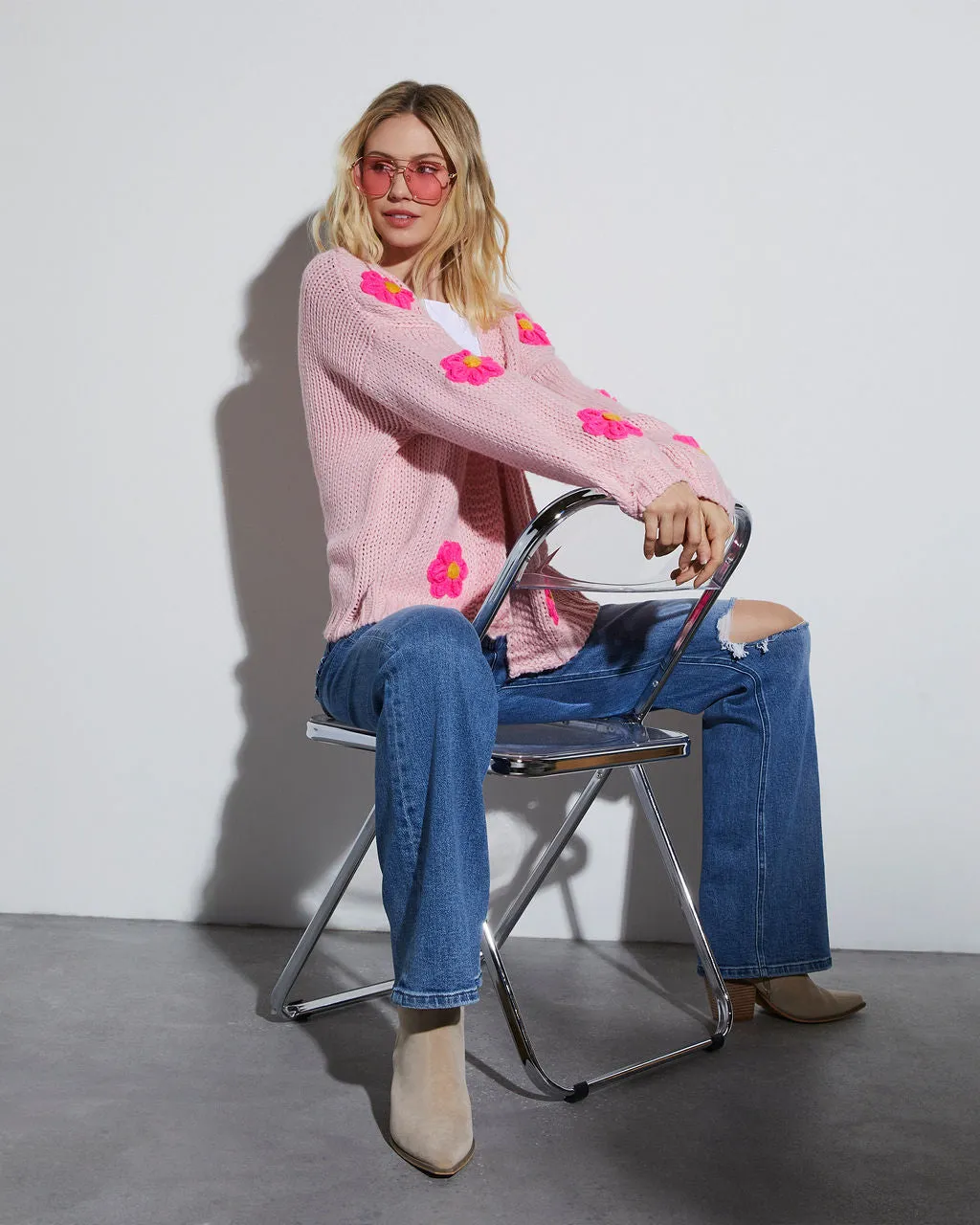 Fallen Daisy Oversized Knit Cardigan