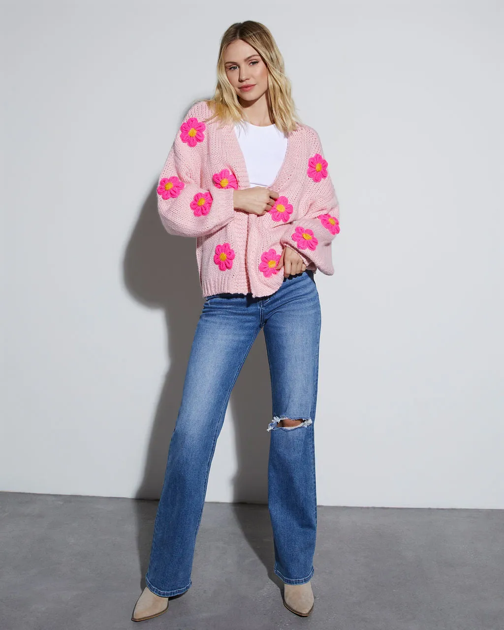 Fallen Daisy Oversized Knit Cardigan