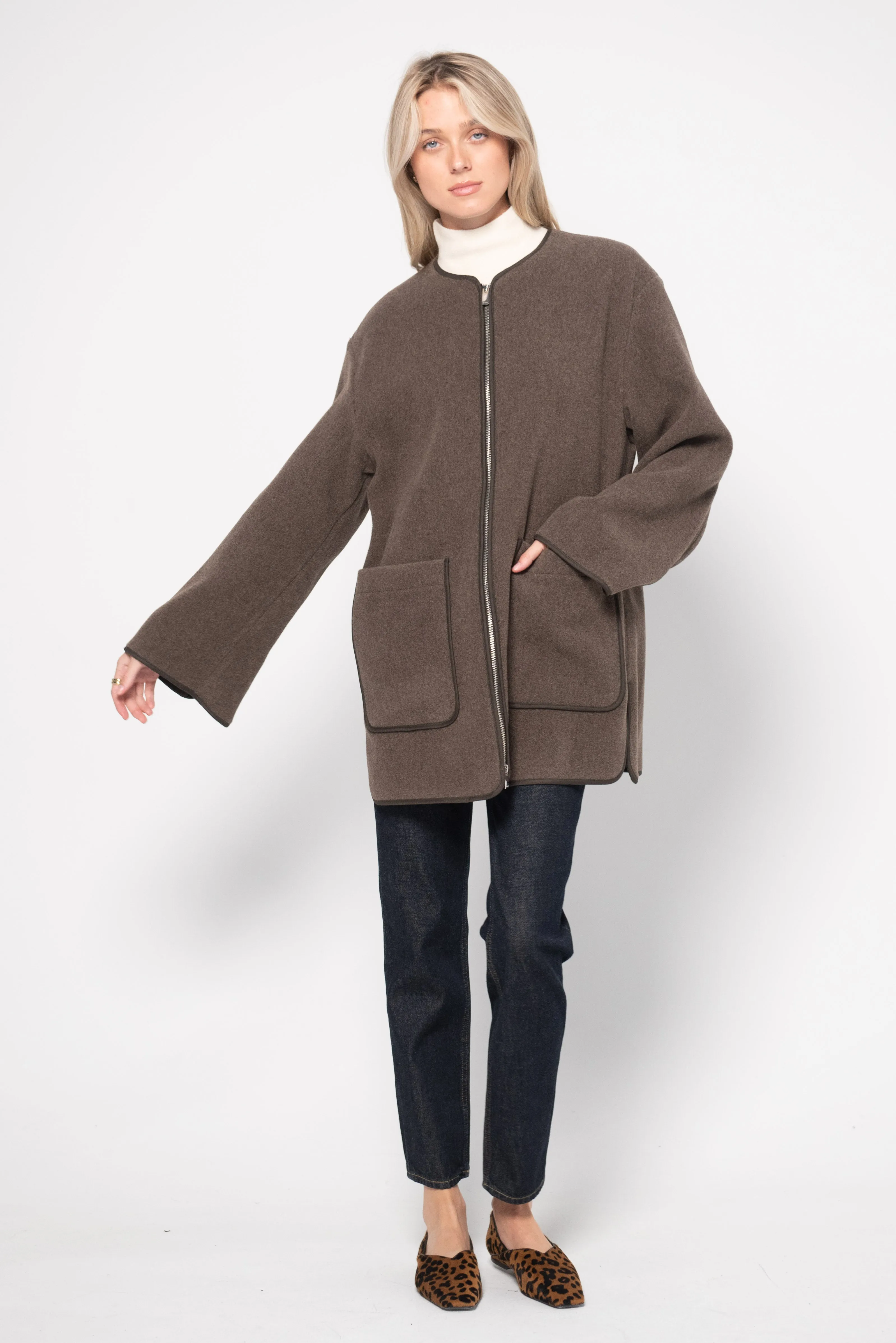 Felted Wool Jacket, Oak Melange