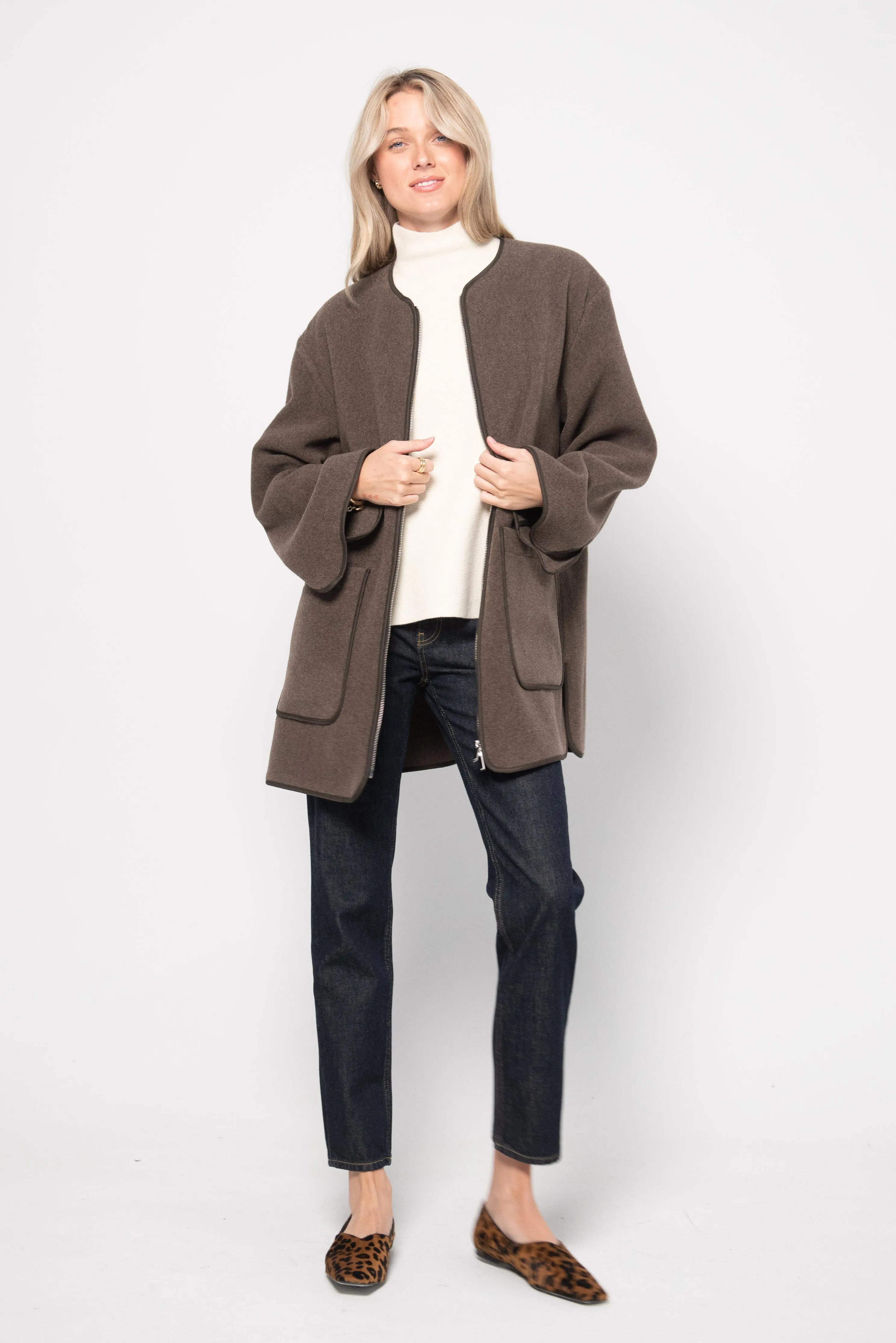 Felted Wool Jacket, Oak Melange
