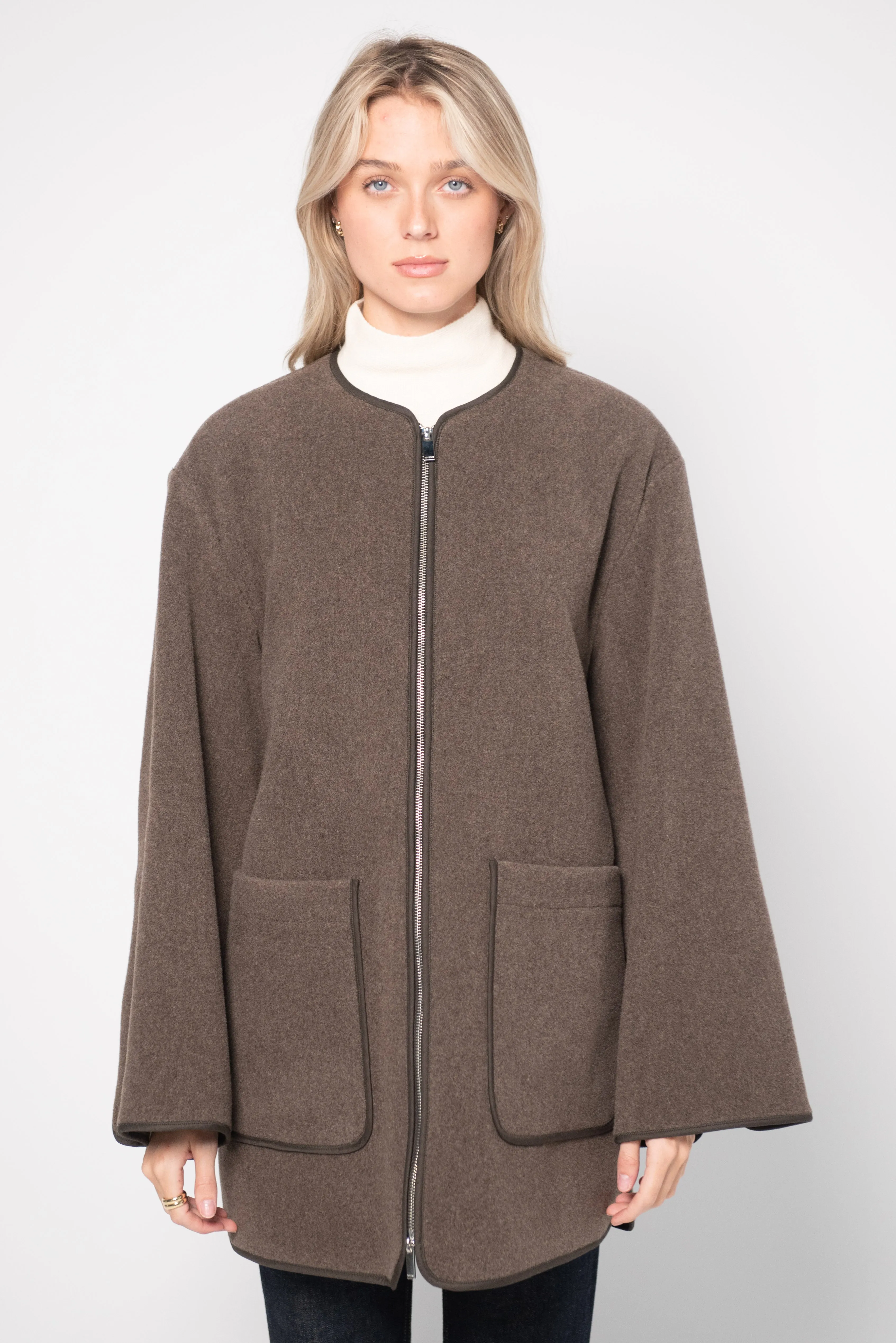 Felted Wool Jacket, Oak Melange