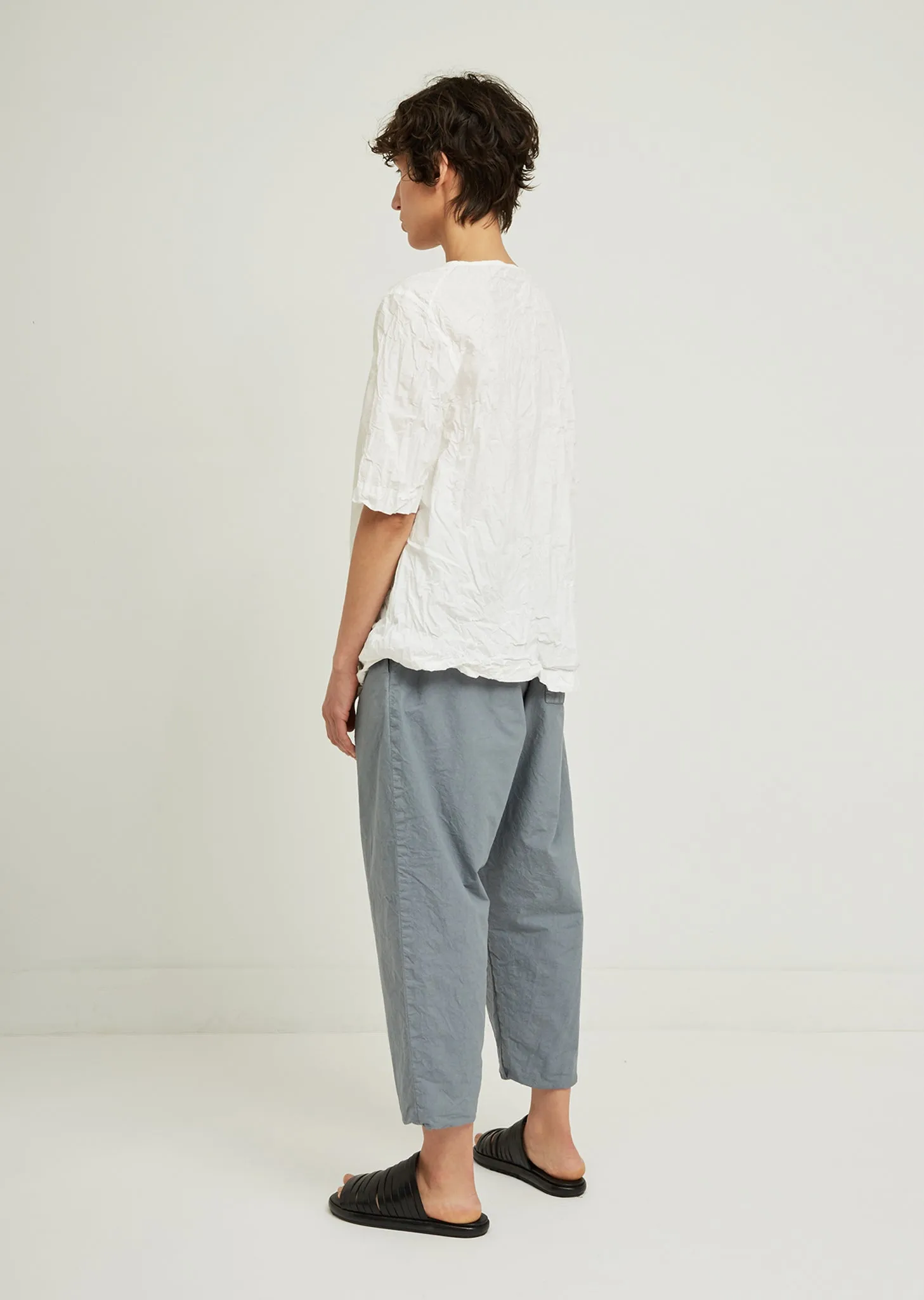 Femme Crinkled Cotton Short Sleeve Top