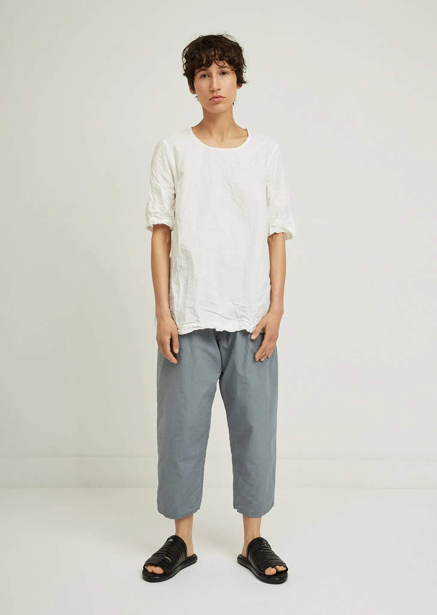 Femme Crinkled Cotton Short Sleeve Top