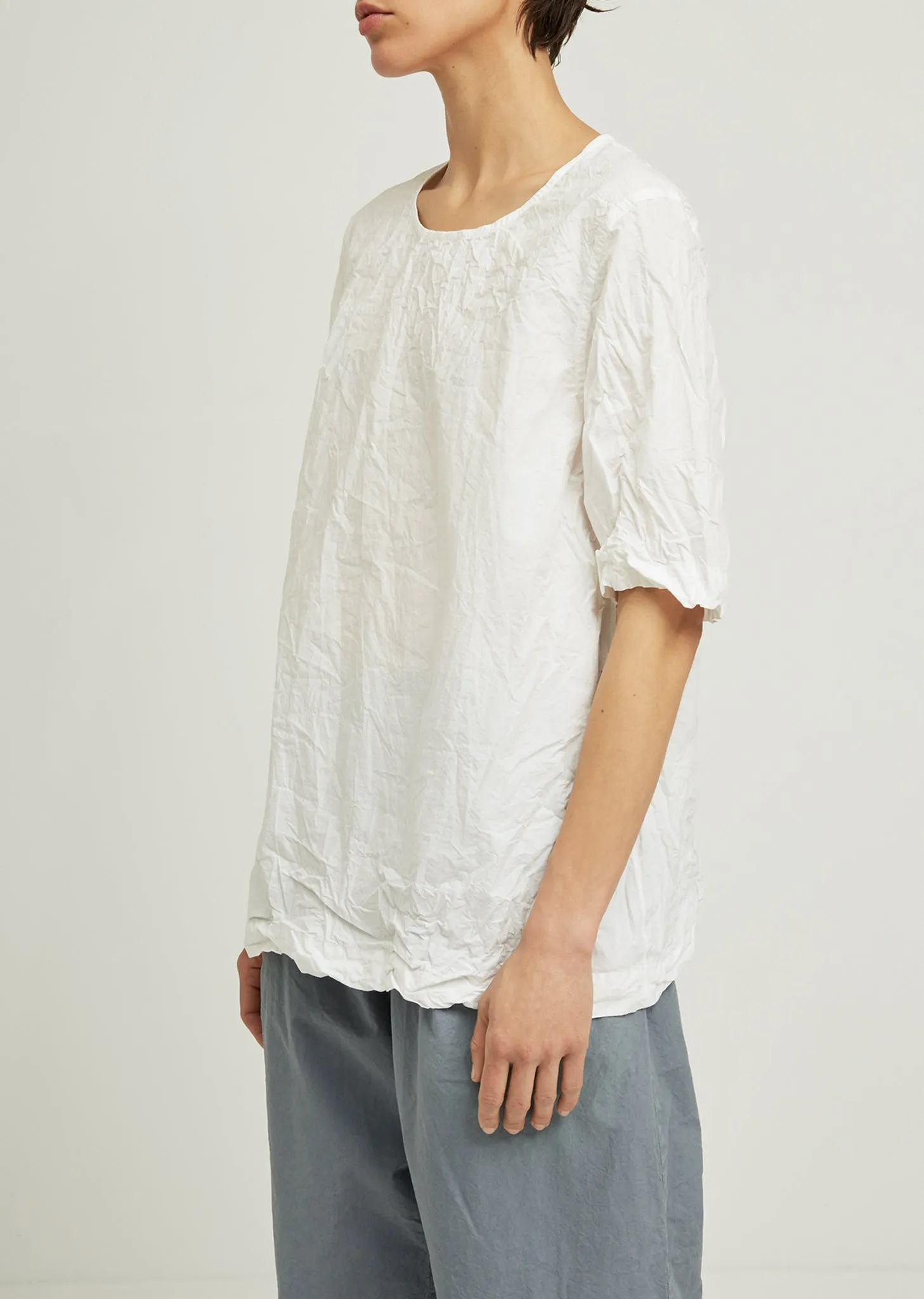 Femme Crinkled Cotton Short Sleeve Top