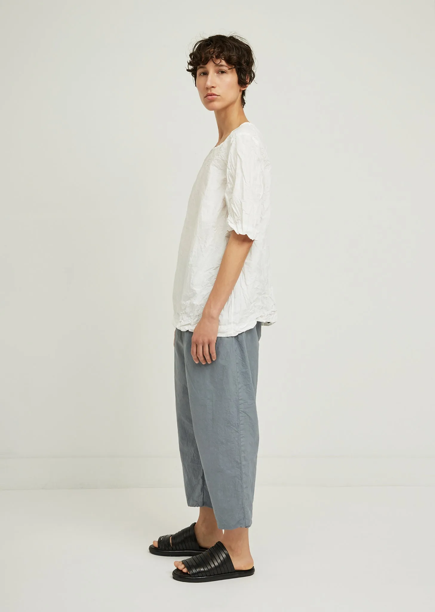 Femme Crinkled Cotton Short Sleeve Top