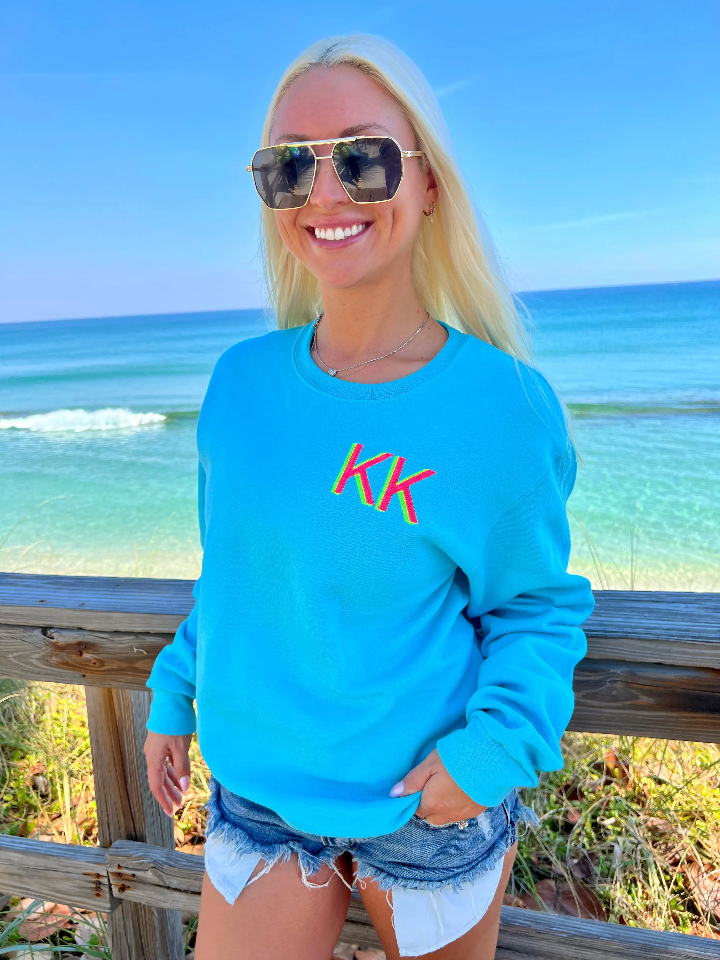 Initial Blue Crush Embroidered Sweatshirt