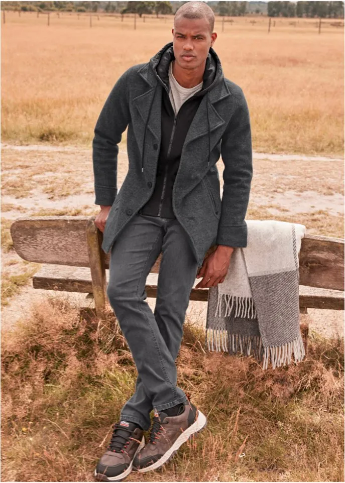 John Baner Jeanswear long wool jacket, gray