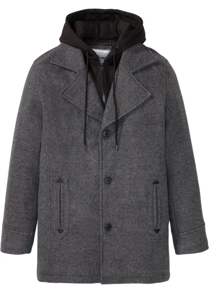 John Baner Jeanswear long wool jacket, gray
