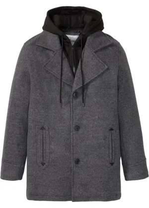 John Baner Jeanswear long wool jacket, gray
