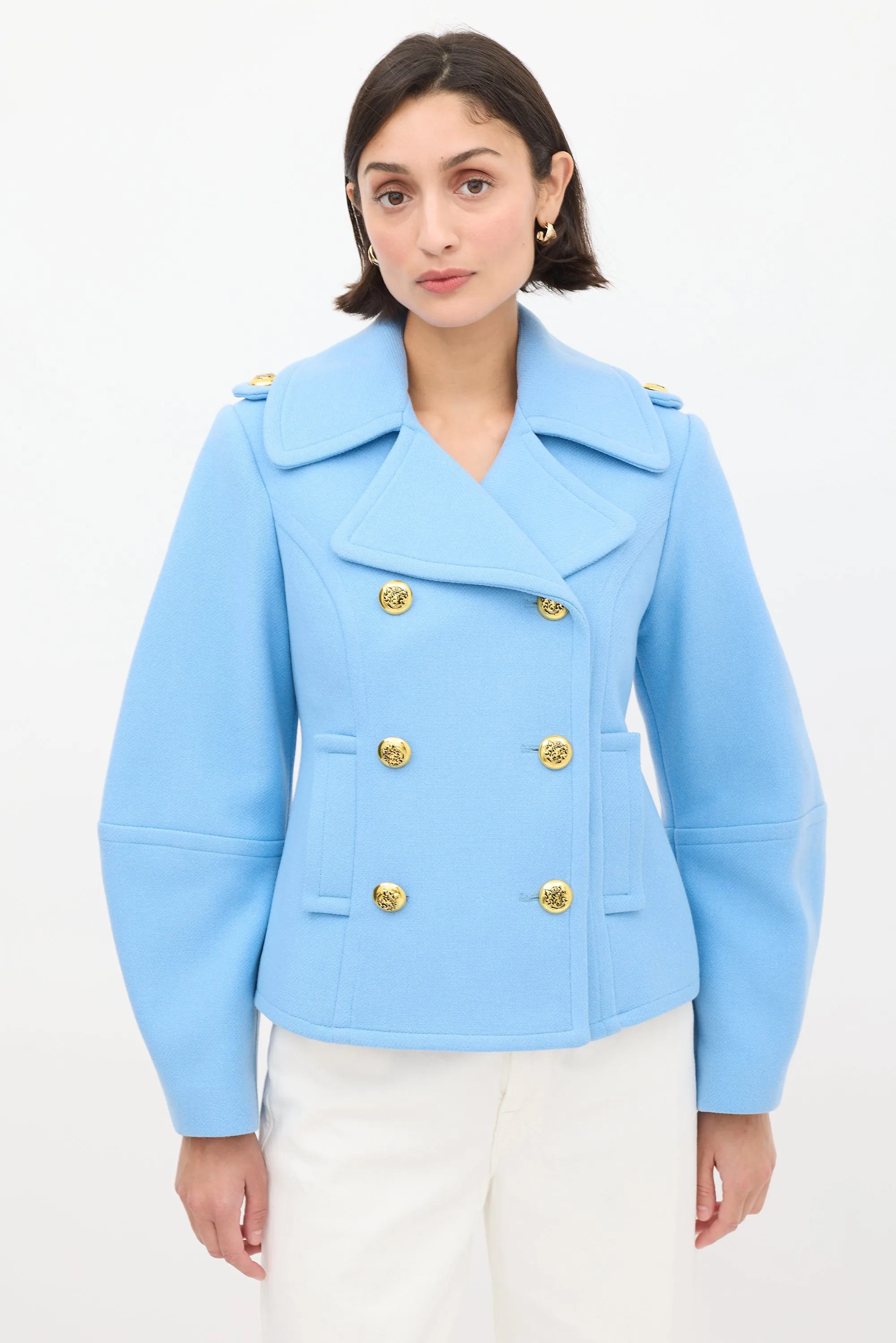Light Blue Wool Double Breasted Jacket
