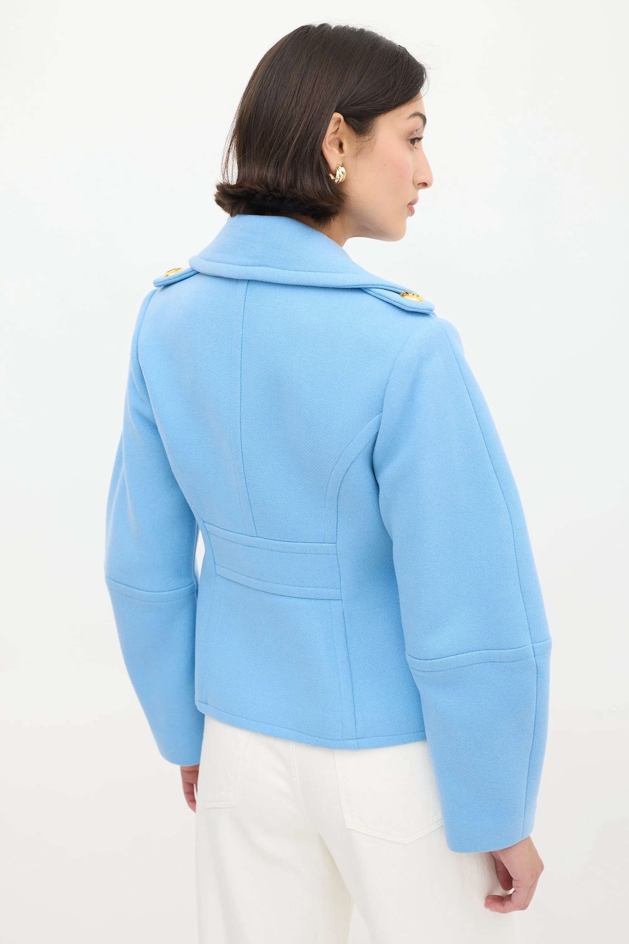 Light Blue Wool Double Breasted Jacket