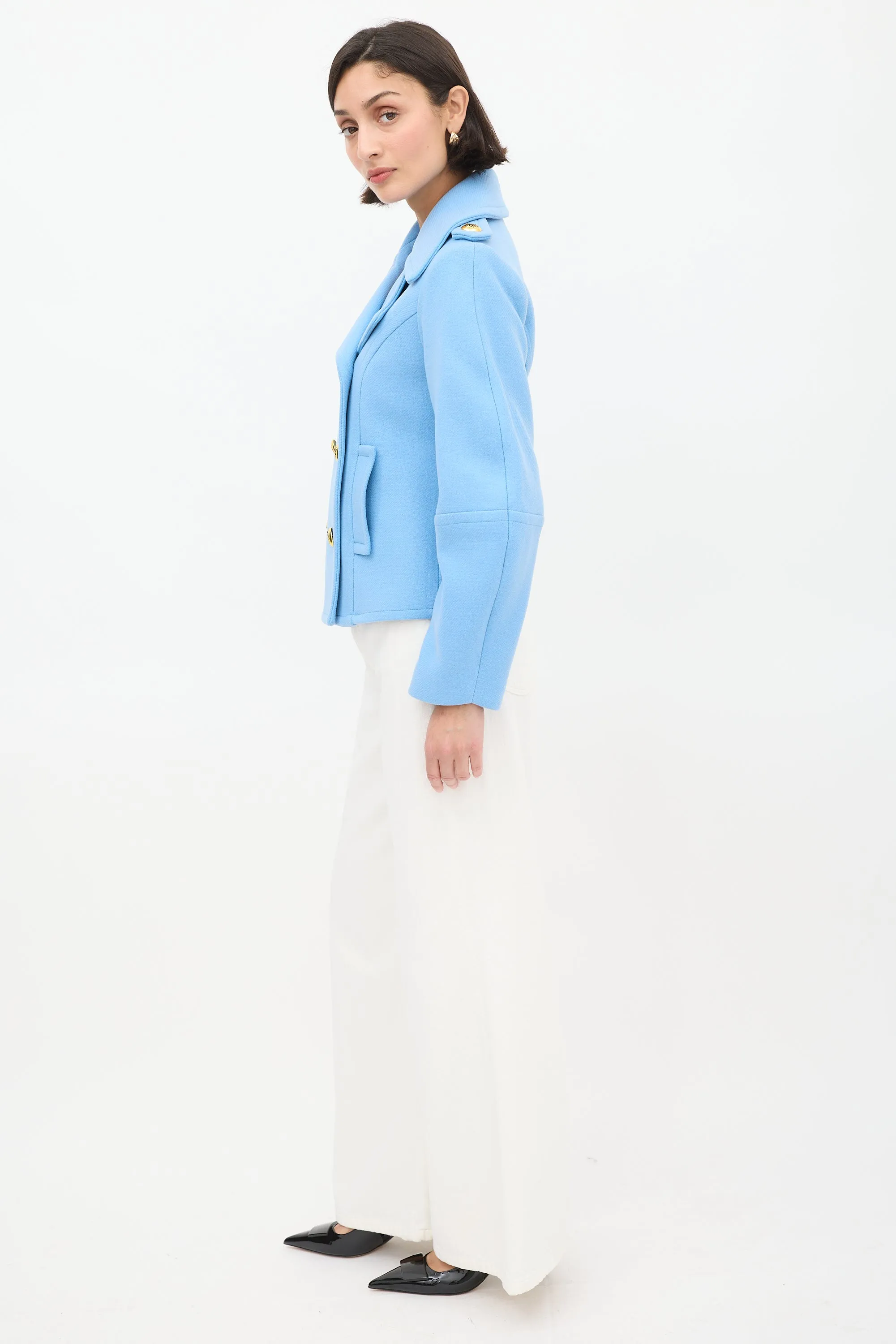 Light Blue Wool Double Breasted Jacket