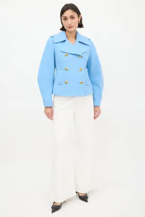Light Blue Wool Double Breasted Jacket
