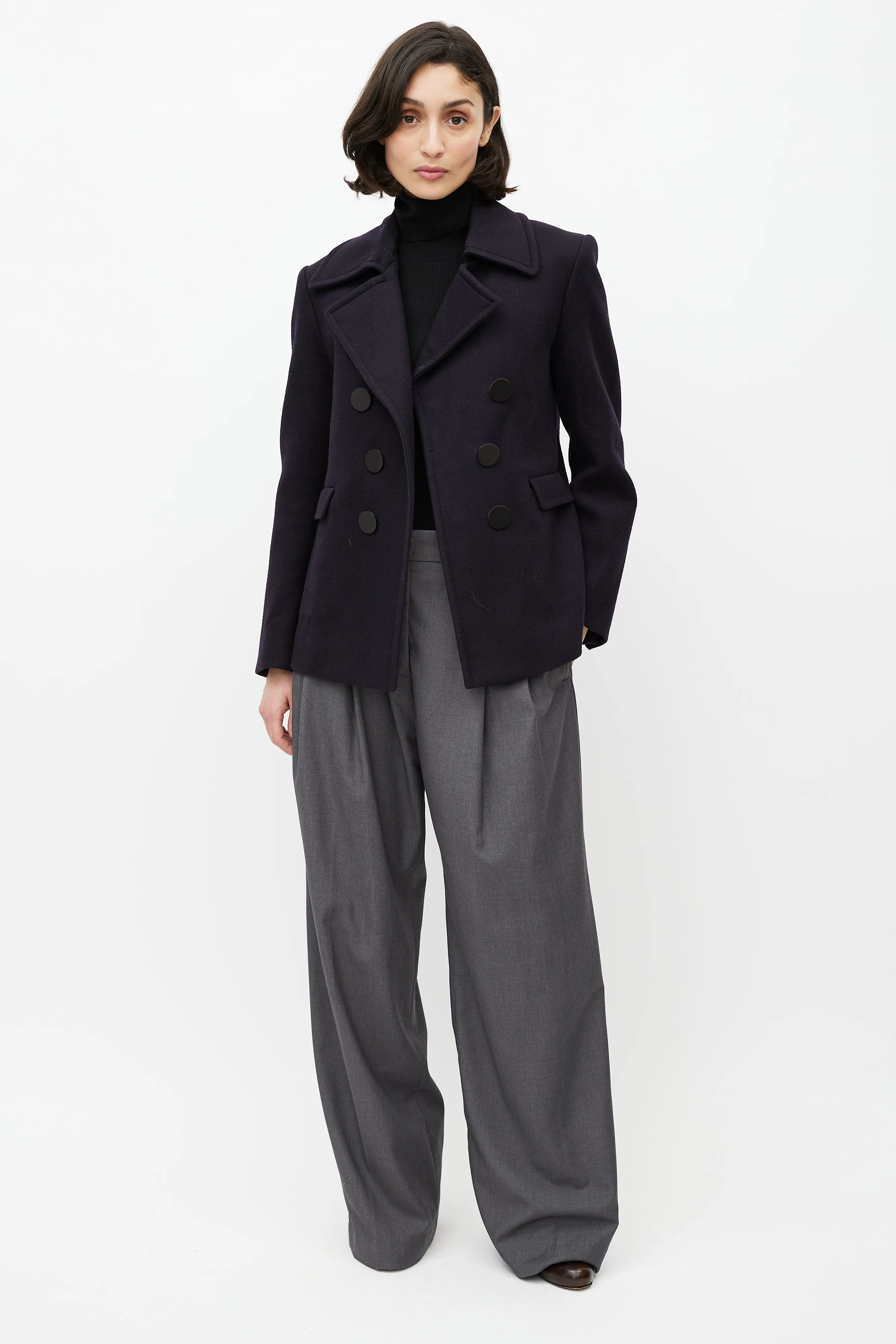 Navy Wool Double Breasted Jacket