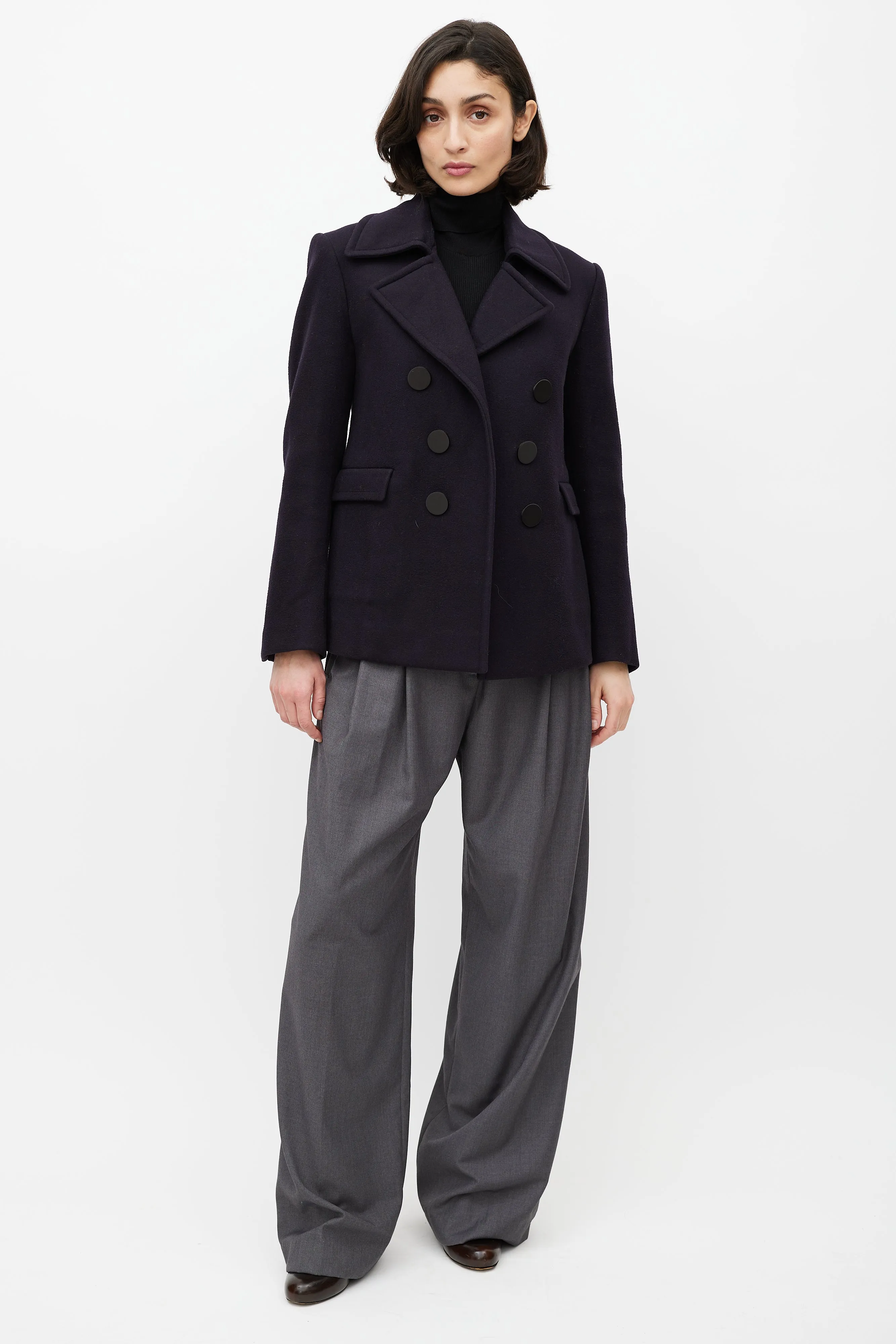 Navy Wool Double Breasted Jacket