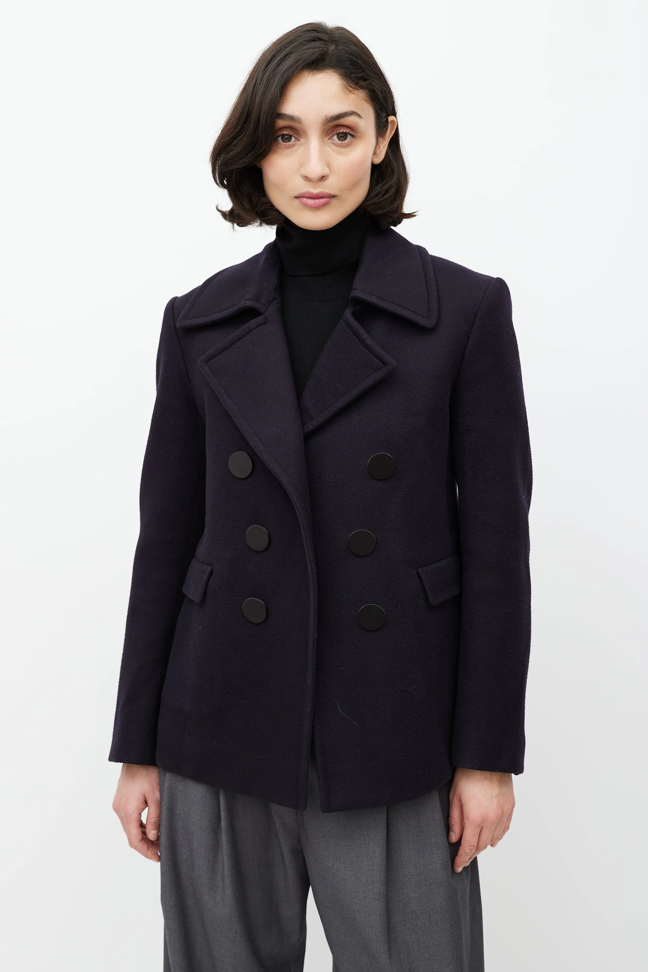 Navy Wool Double Breasted Jacket