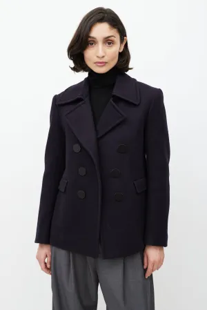 Navy Wool Double Breasted Jacket