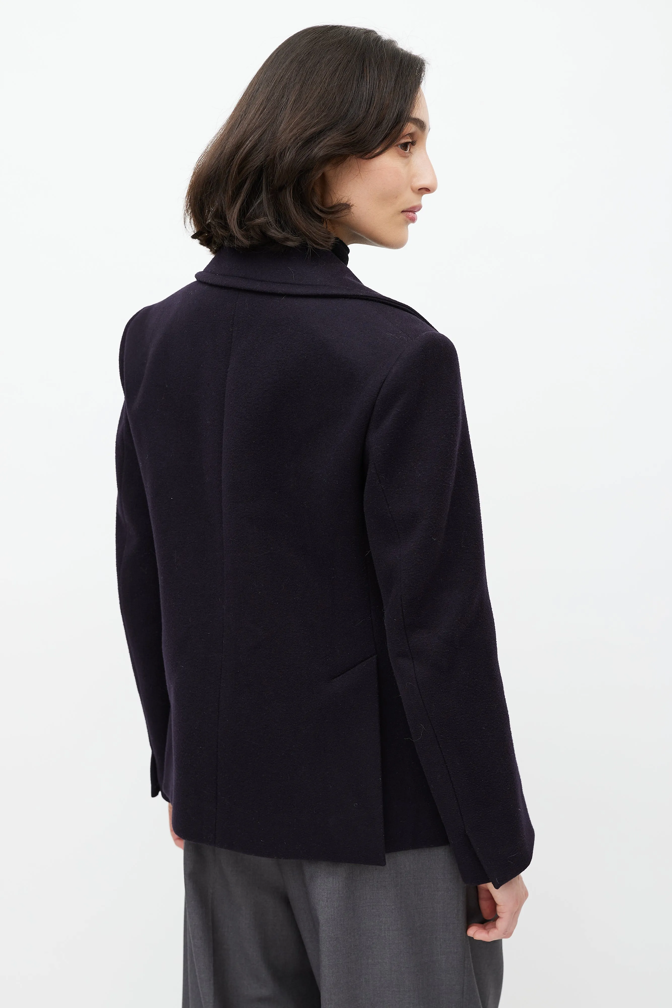 Navy Wool Double Breasted Jacket
