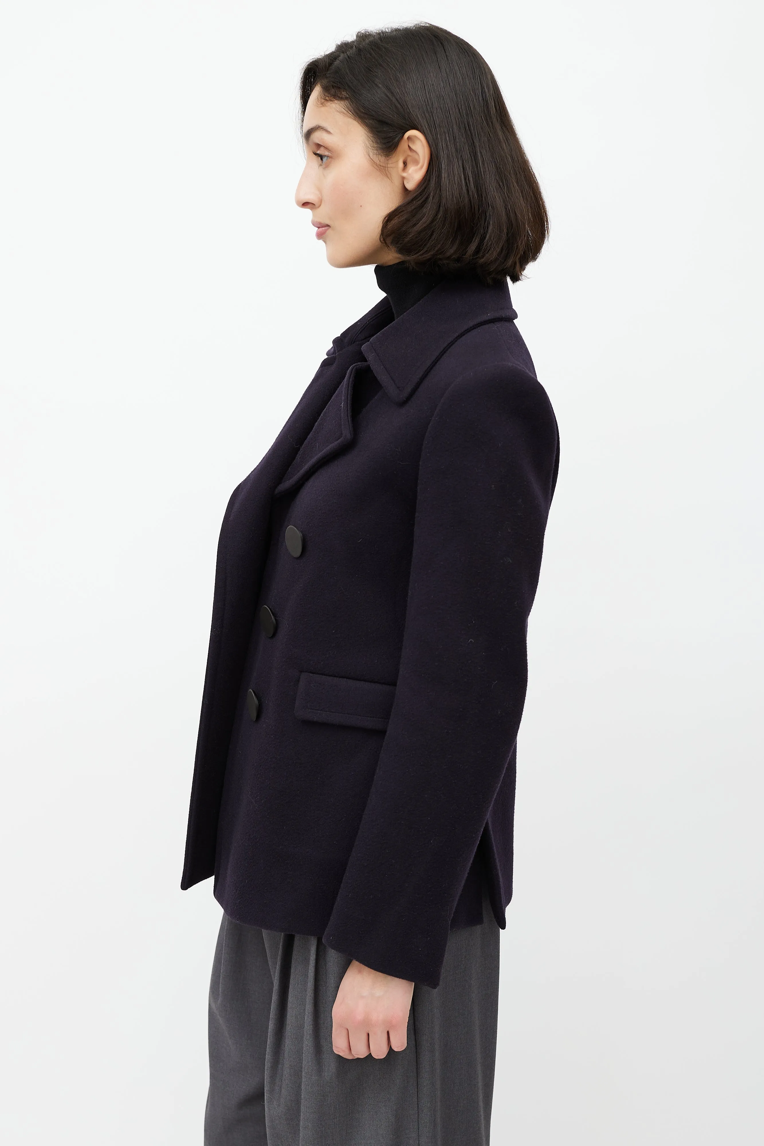 Navy Wool Double Breasted Jacket