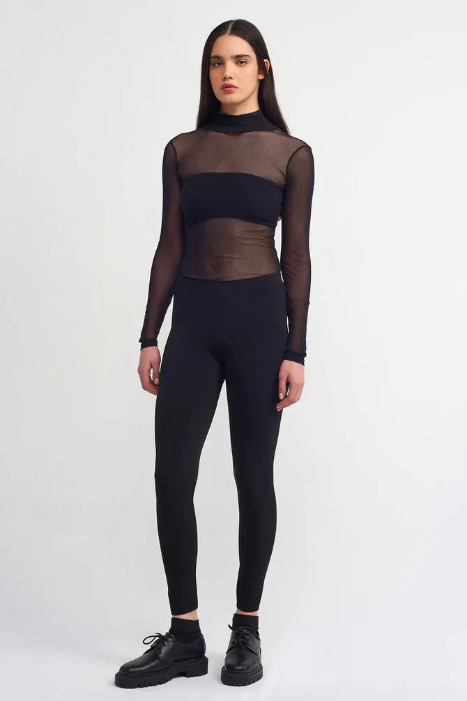 Nu Elasticated Waist Solid Leggings Black
